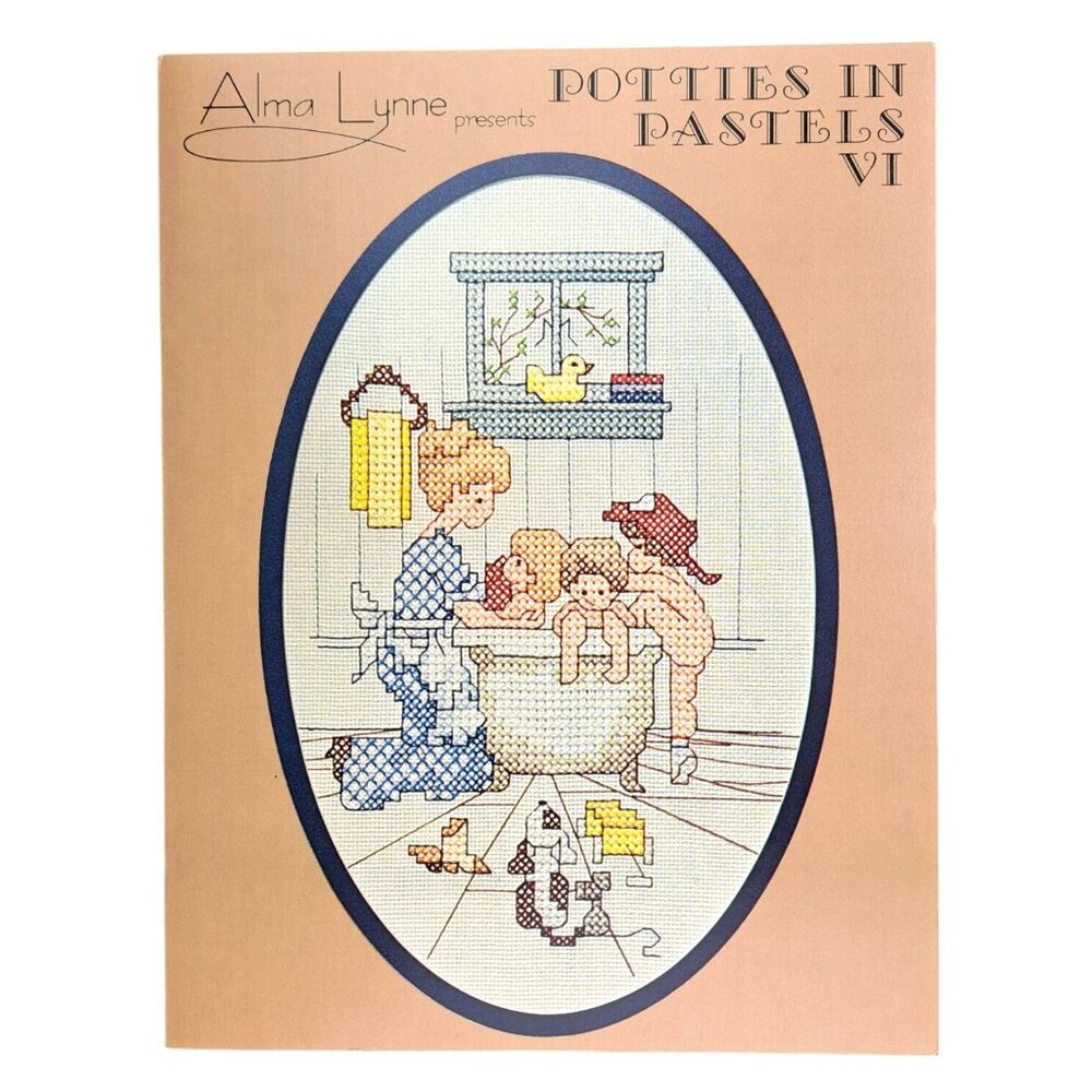 Vintage Alma Lynne Potties In Pastels VI Cross Stitch Pattern Leaflet 1982 Craft